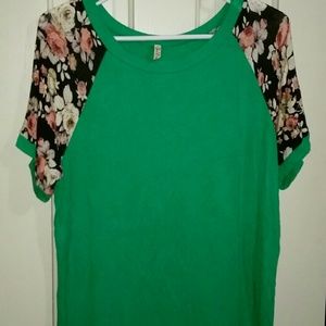 Beautiful green top with floral sleeves